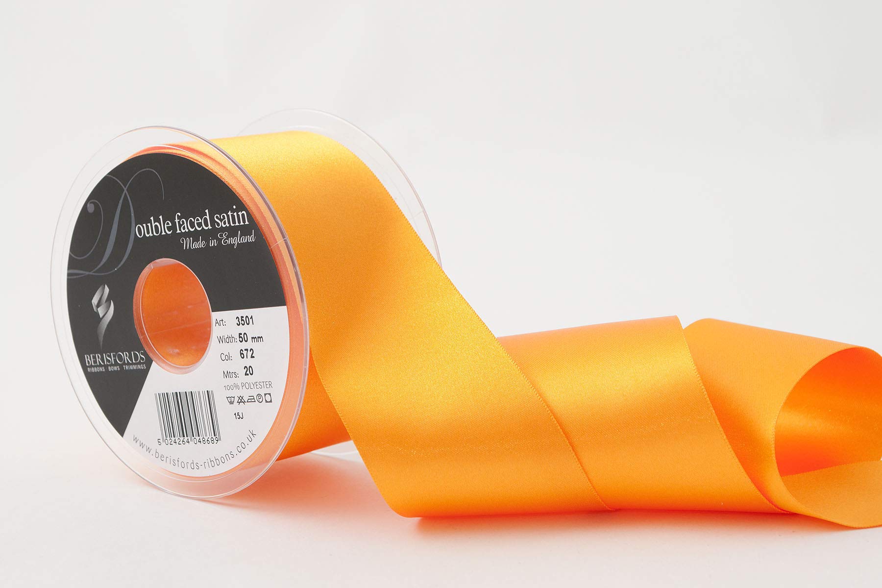 Berisfords Double FACE Poly Satin Ribbon, Marigold, 10.5x10.5x5.7 cm
