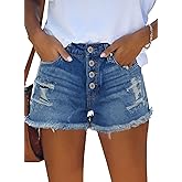 ZOLUCKY Jean Shorts Womens Summer High Waisted Denim Stretchy Ripped with Pockets