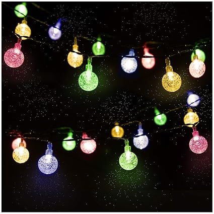 LED Solar Lichterkette Kristall Kugeln 4.5 Meter 30er Mehrfarbig, Mr.Twinklelight Außerlichterkette Deko für Garten, Bäume, T