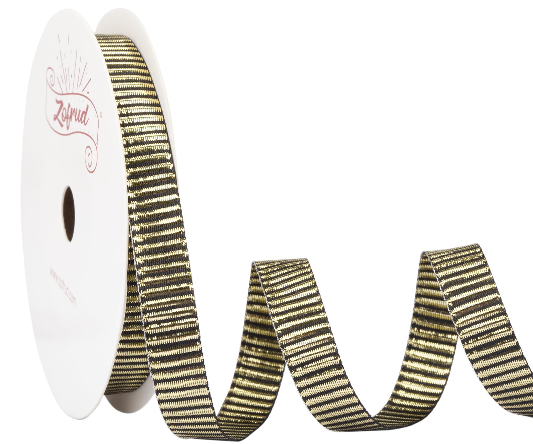Zofrud Gold Ribbon Gold Glitter Ribbon 9mm x 9 Meters - Ideal for Gift Wrapping, Weddings, Chiristmas Decoration, Bow, and Crafts