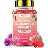Milk Thistle Liver Detox Gummies: Sugar-Free Milk Thistle Supplement 1000mg with Turmeric NAC and Folate for Liver Cleanse Detox & Repair and Antioxidant Support Non-GMO Gluten-Free Herbal Supplement