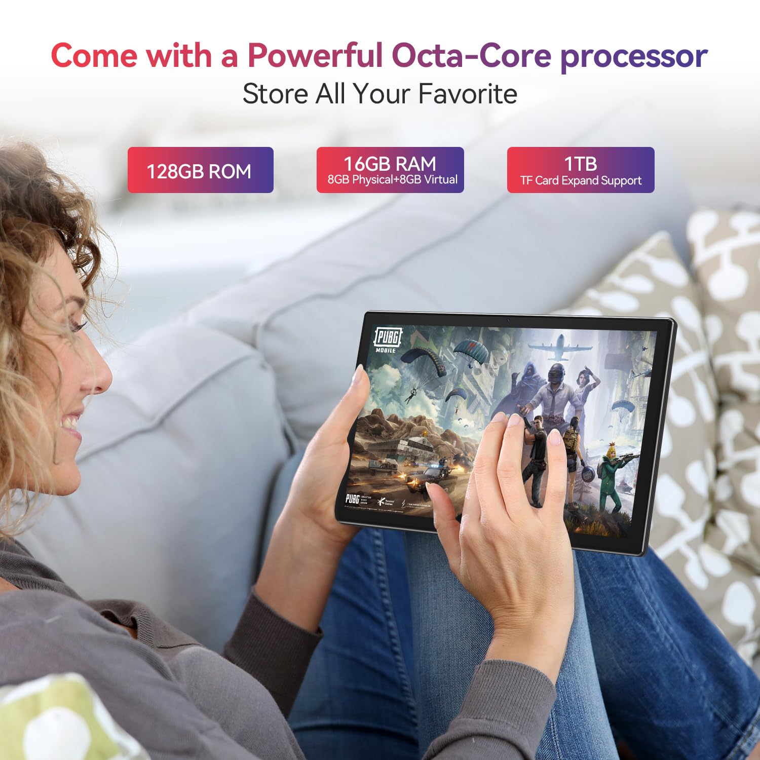 10 Inch Android Tablet, 2025 Latest Android 13 Tablet 128GB ROM+16GB RAM (8+8Virtual) +1TB TF Expand, Octa-Core Powerful 5G WiFi Tableta, 13MP+8MP Camera, Bluetooth, GPS FHD Display(with Leather case)