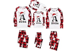 Matching Family Christmas Pajamas Set 2026 A-Z Letter Print Cozy Family Holiday Sleepwear Couples Pjs Outfits Ideas