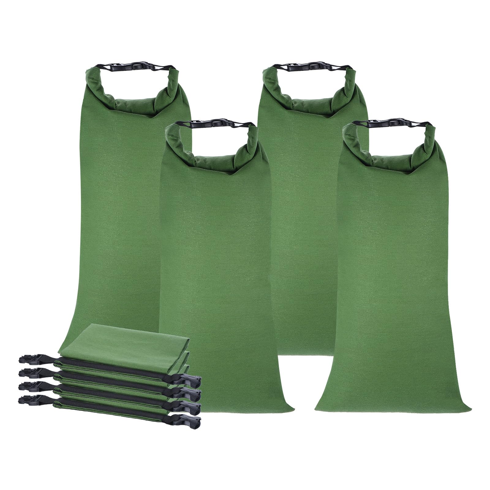 PATIKIL 28" x 11" Flood Water Barrier Sand Bags, 4 Pack Reusable Thickened Canvas Sandbags with Insert Buckle Quick Flood Barrier for Door Garage Flood Control