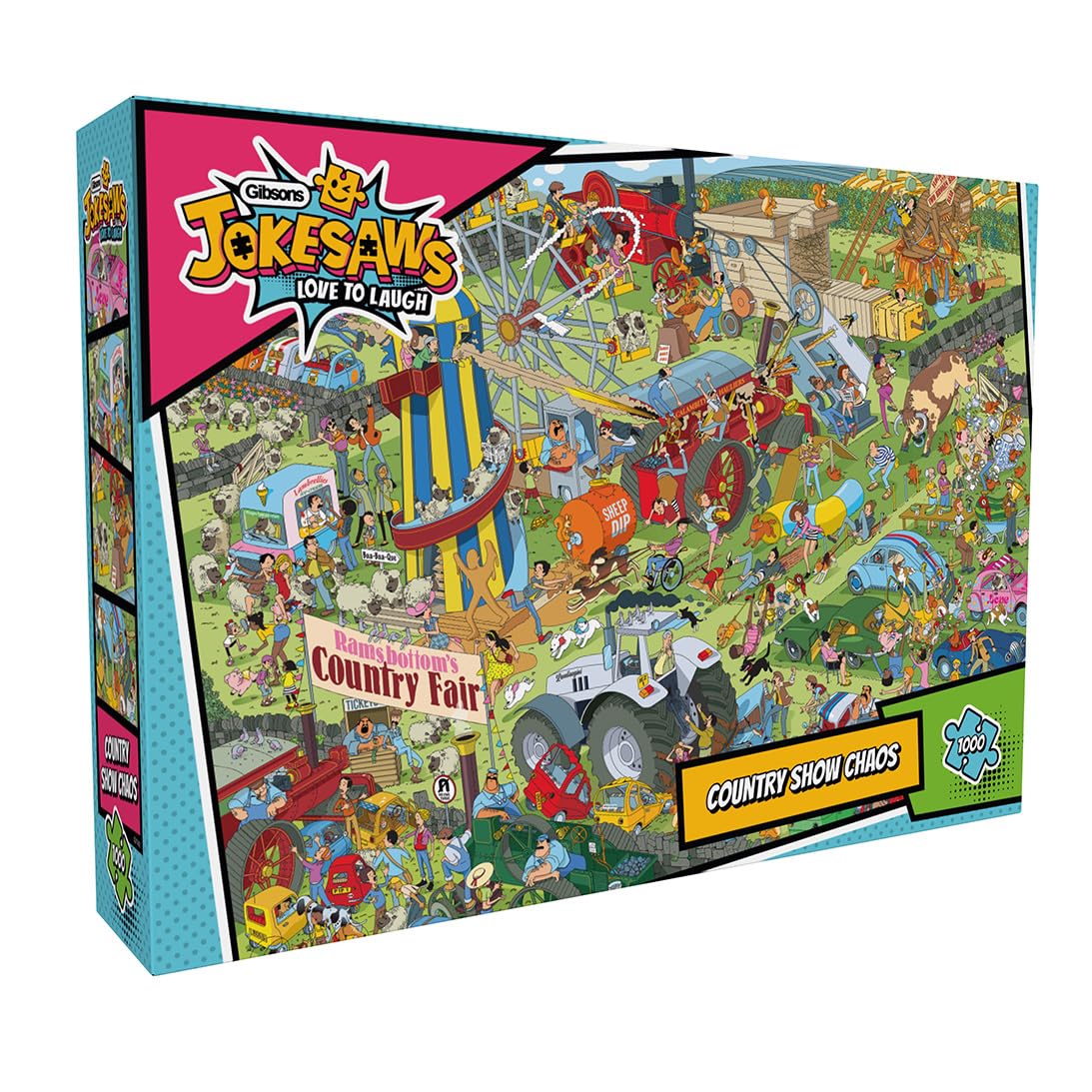 Gibsons Country Show Chaos 1000 Piece Jigsaw Puzzle for Adults – Hilarious Country Fair Humour Puzzle by Andy Tudor – Jokesaws Love to Laugh Collection – Made in the UK/EU — image 1