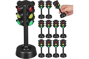 Toddmomy 12Pcs Mini Traffic Light Toy for Kids, Static Stoplight Signal Lamp for Toddlers Car Tracks, Early Educational Stree