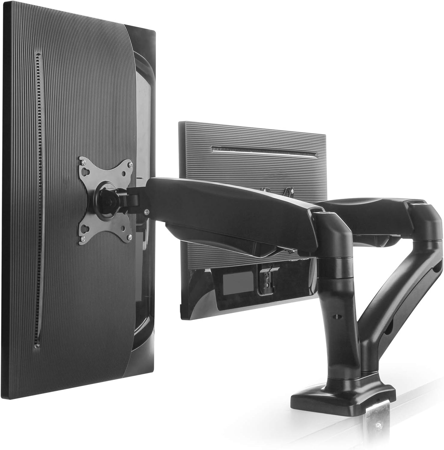 Bramley PowerLCD LED Monitor Desk Mount Arm Stand Bracket. Very Strong and Light Weight Die-Cast Aluminium supports up to 6.5Kg 27" monitor with Tilt and Swivel (Dual Monitor Spring Adjustable)"