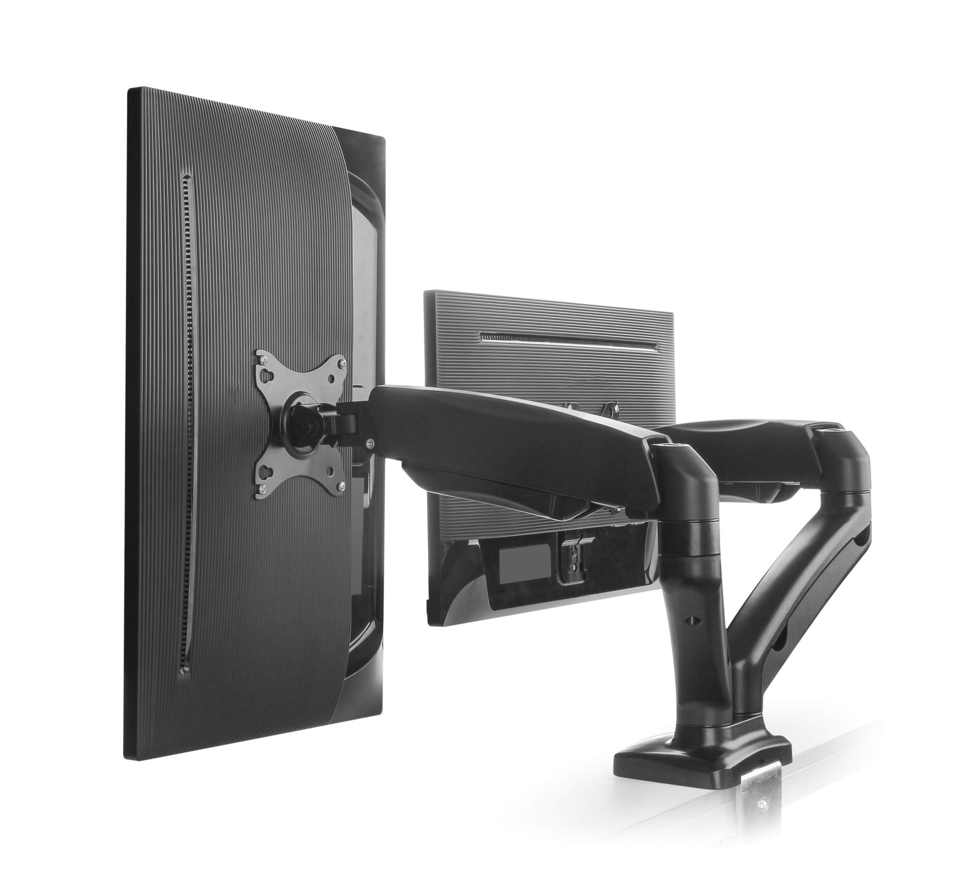 Bramley PowerLCD LED Monitor Desk Mount Arm Stand Bracket. Very Strong and Light Weight Die-Cast Aluminium supports up to 6.5Kg 27" monitor with Tilt and Swivel (Dual Monitor Spring Adjustable)"