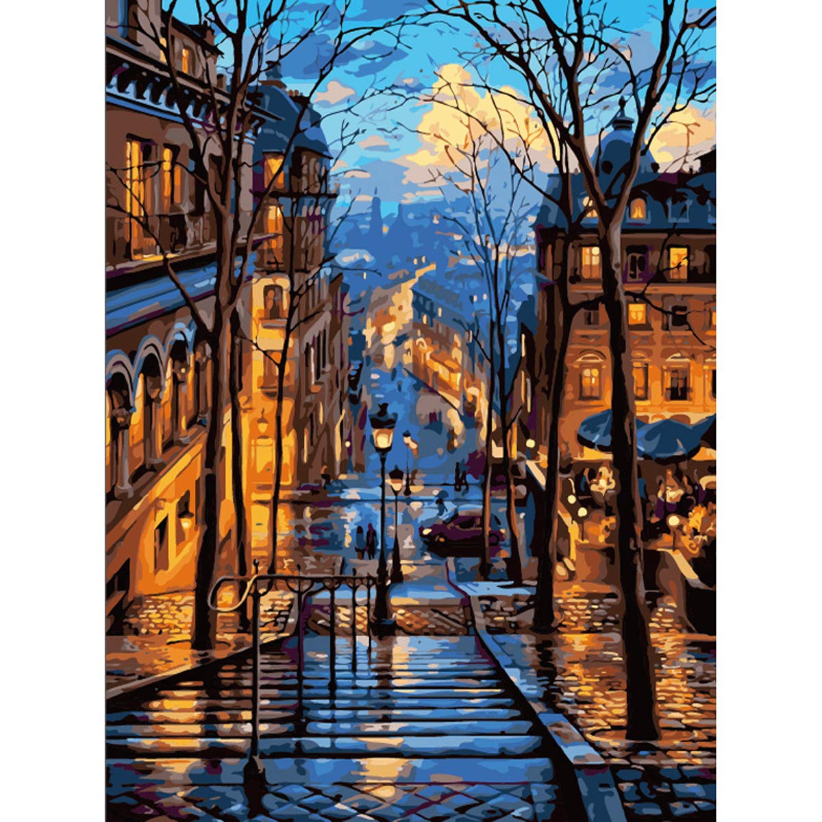 AISONBOO Paint by Numbers Kits with Brushes and Acrylic Pigment DIY Canvas Painting for Adults Beginner City Tree