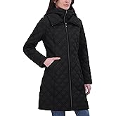 TAHARI Women's Quilted Jacket – Silky Taffeta, Water-resistant, Attached Hooded Bib, Zip-out Front, Fully Lined
