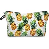 Livel lhood White Background Pineapple Makeup Bag Cute Small Organizer Zipper Pouch White Background Pineapple Cosmetic Bag Birthday Present for Women Friends