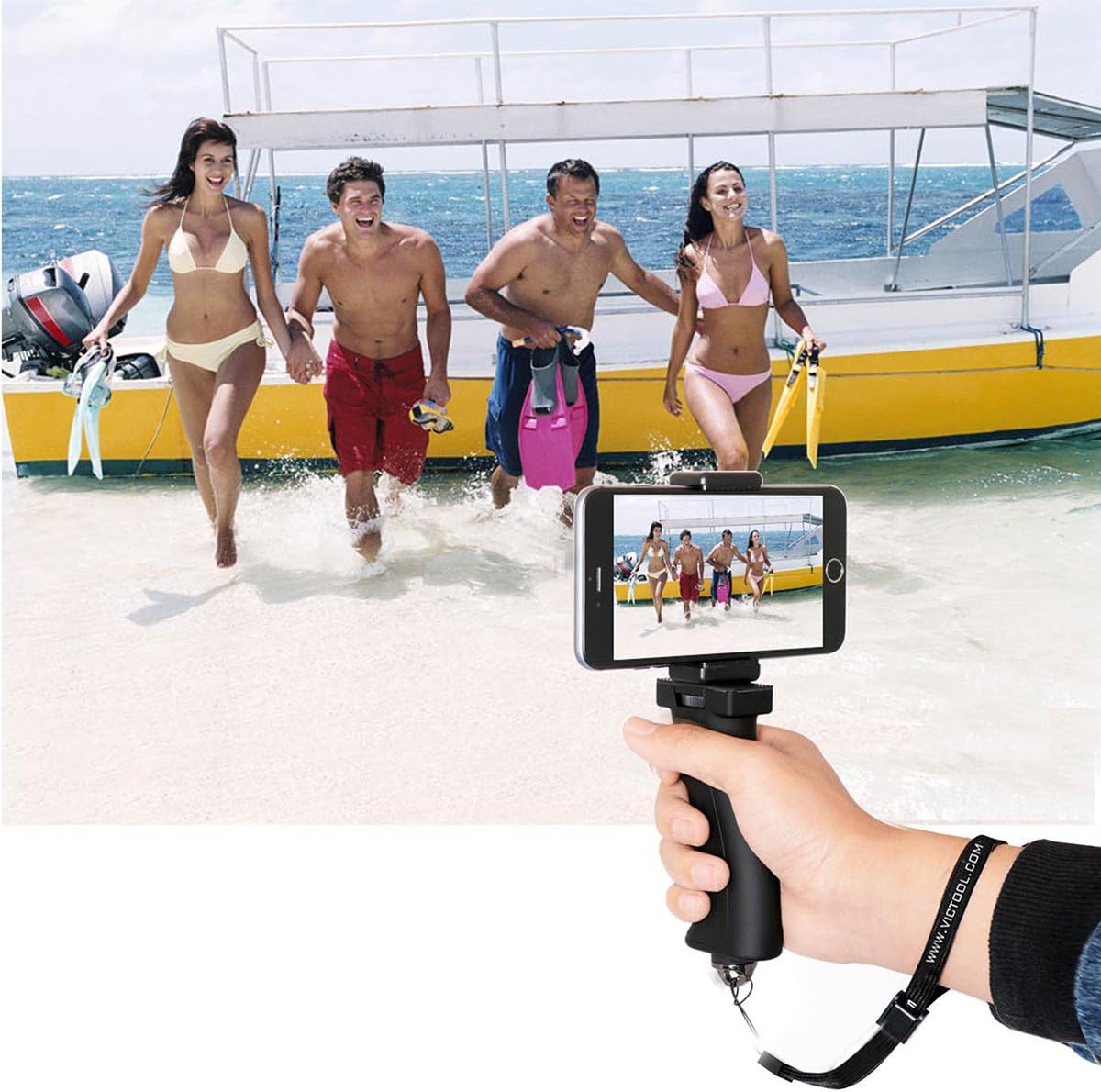Fantaseal Ergonomic Cell Phone Smartphone Holder, Phone Selfie Stick Hand Grip Stabilizer Handheld Mount Phone Handle Support Steadycam Compatible with iPhone Xs X Nexus LG HTC Samsung etc: Camera & Photo