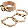 ZOCONE 6 PCS Beech Wood Embroidery Hoops, Wood Circle Hoop Ring Cross Stitch Hoop for Embroidery, Cross Stitch, Needlework, A