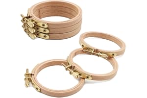 ZOCONE 6 PCS Beech Wood Embroidery Hoops, Wood Circle Hoop Ring Cross Stitch Hoop for Embroidery, Cross Stitch, Needlework, Art Craft Handy Sewing and Christmas Decoration (Size-3")