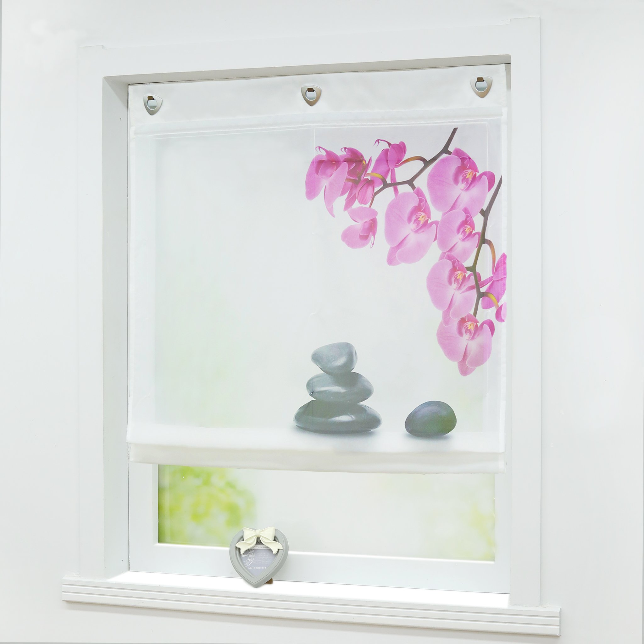 Joyswahl Zoe Roman Blind Voile Roman Curtains with Hooks Eyelet Roman Blind W x H 80 x 140 cm White Pack of 1