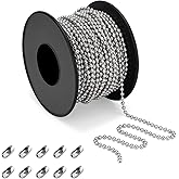 32ft length-304 Stainless Steel Ball Chain for Blinds & Shades with 10 Connectors, Fix or Replace for Broken Roller Shade Chain, Great for Vertical Window Blinds, Plumbing and Other DIY Applications
