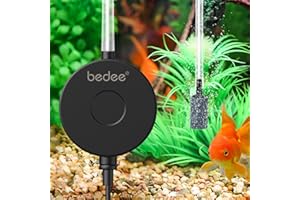 BEDEE Suction Cup Aquarium Air Pump Aerator Pump: Upgraded Silent Mini Piezo Air Pump for Fish Tank, Energy Saving Fish Tank Aquarium Bubbler with Check Valve, Bubble Stone, Air Tube for 15Gal Fish Tank, 1W