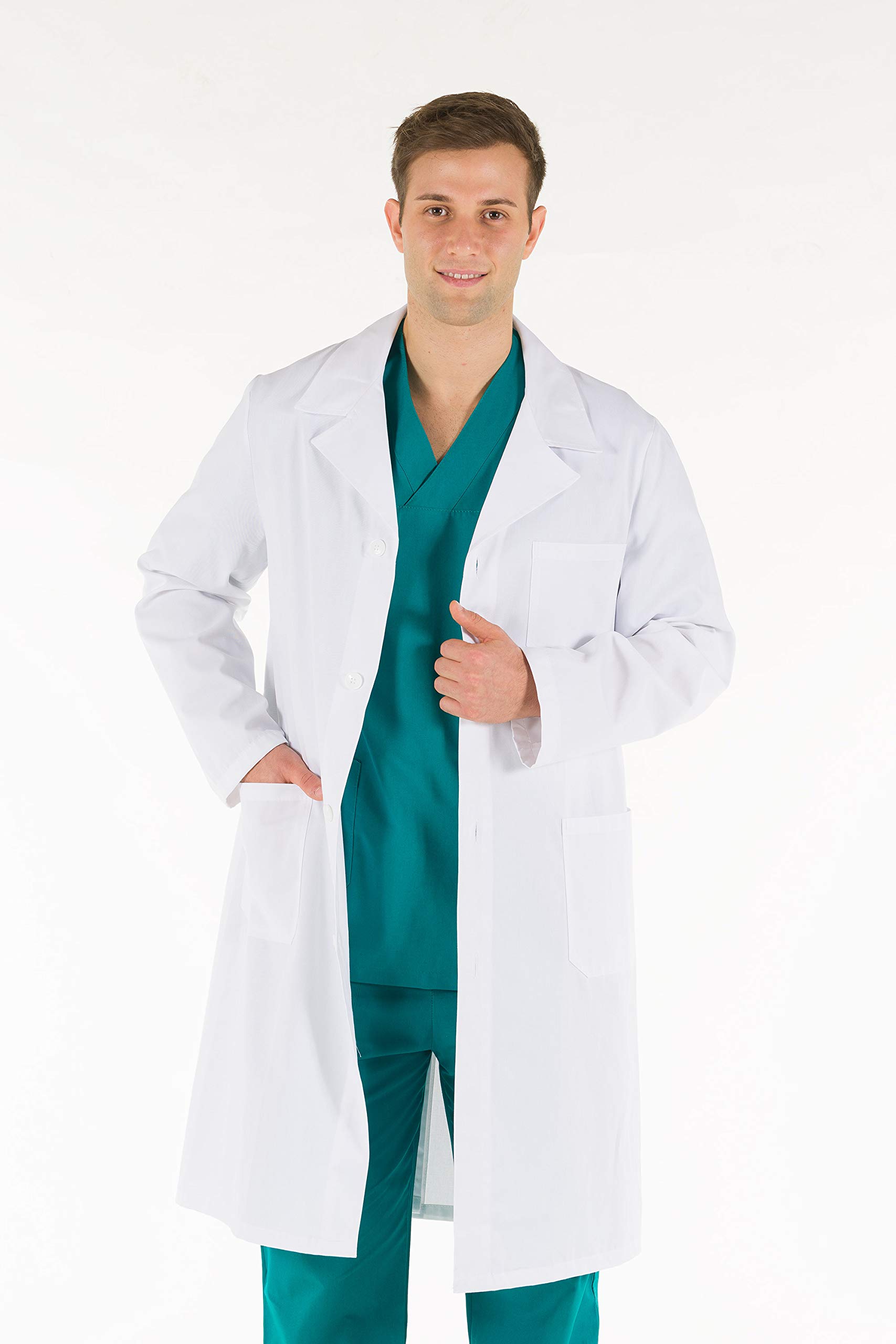 Gima - Men's White Lab Coat, Doctor's Work Wear, Made of 100% High Quality Cotton, EU Size 52, Professional and Stylish Line.