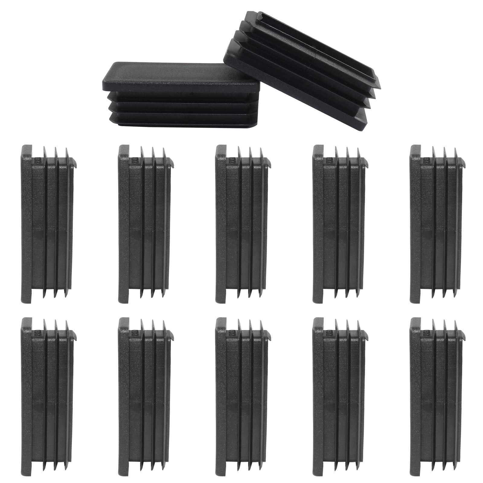 Photo 1 of Auvotuis 12 PCS 1 x 2 Inch Rectangle Black Plastic Plug End Cap, Heavy Duty Chair Leg Caps for Pipe Tubing