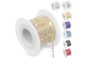 Swpeet 1 Roll 10 Yards 2MM Crystal Rhinestone Close Chain, Claw Chain Diamond Rhinestone for DIY Decoration, Cup Chain Trim R