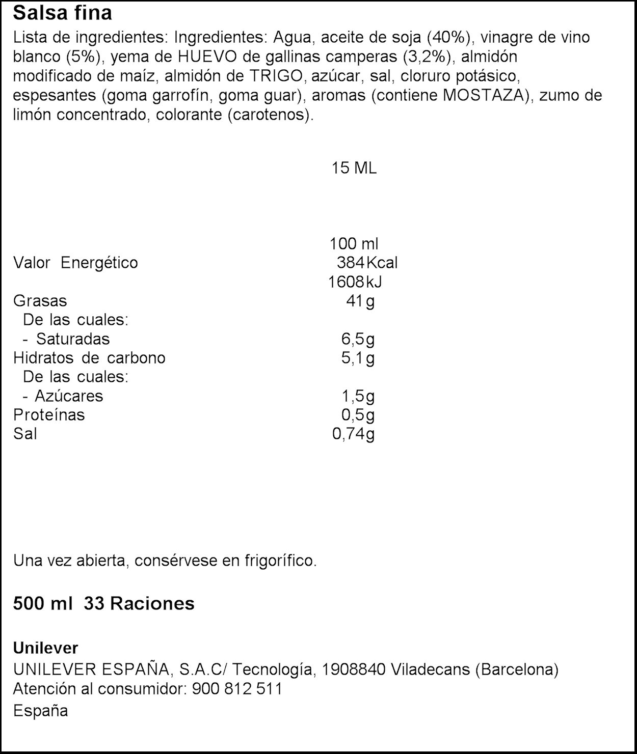 Calvé - Casera - Salsa fina - 500 ml - [Pack de 4]: Amazon.es ...