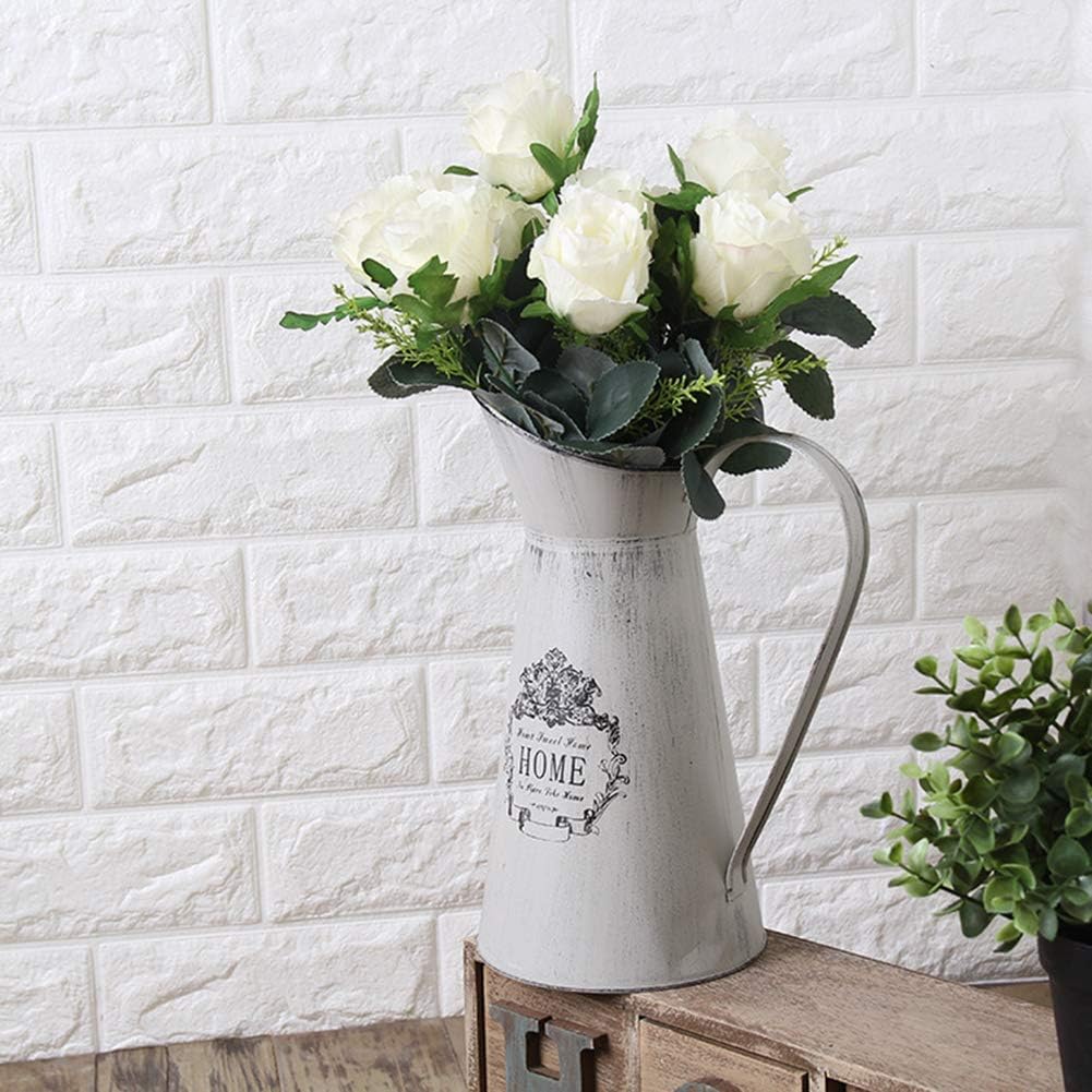 YHOMBES Pitcher Vase,Home Shabby Chic Metal Jug Vase Pitcher Flower Holder for Home Decoration