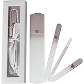 Bona Fide Beauty Czech Glass Gift Set: Foot File, Nail File, Cuticle Pusher | Rose color set: genuine Bohemian crystal glass set includes protective cases and sleeves. Reusable and easy to clean.