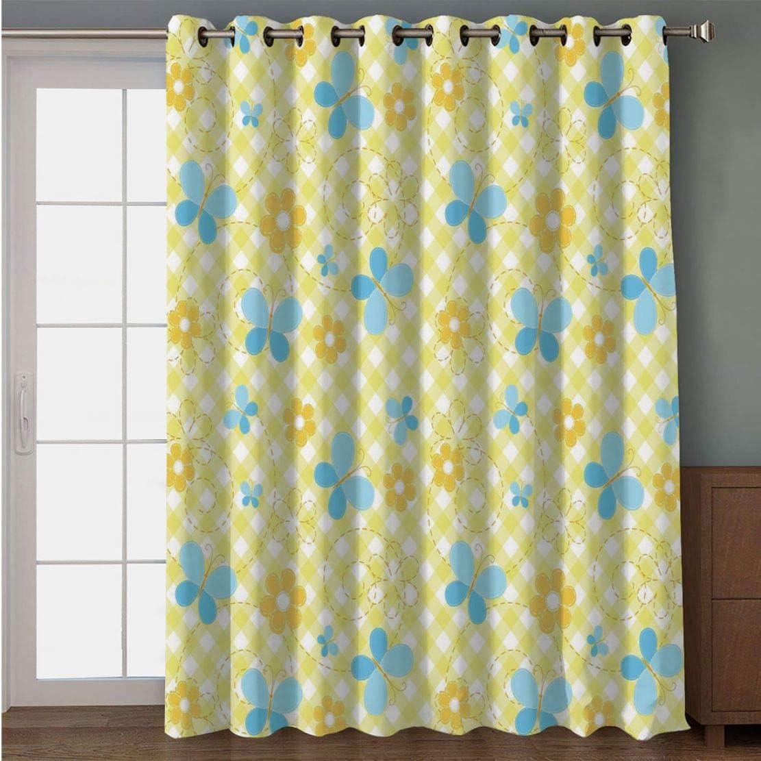 Joy2016 Blackout Curtains for Patio Sliding Door, Extra Wide Draperies for Double Window, Thermal Insulated Energy Efficiency Blackout Curtains for Bedroom Decor, 108 Inch Wide x 63 Inch Length