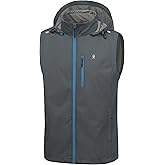 Little Donkey Andy Men's Lightweight Softshell Vest Detachable Hood Windproof Golf Sleeveless Jacket for Hiking Running