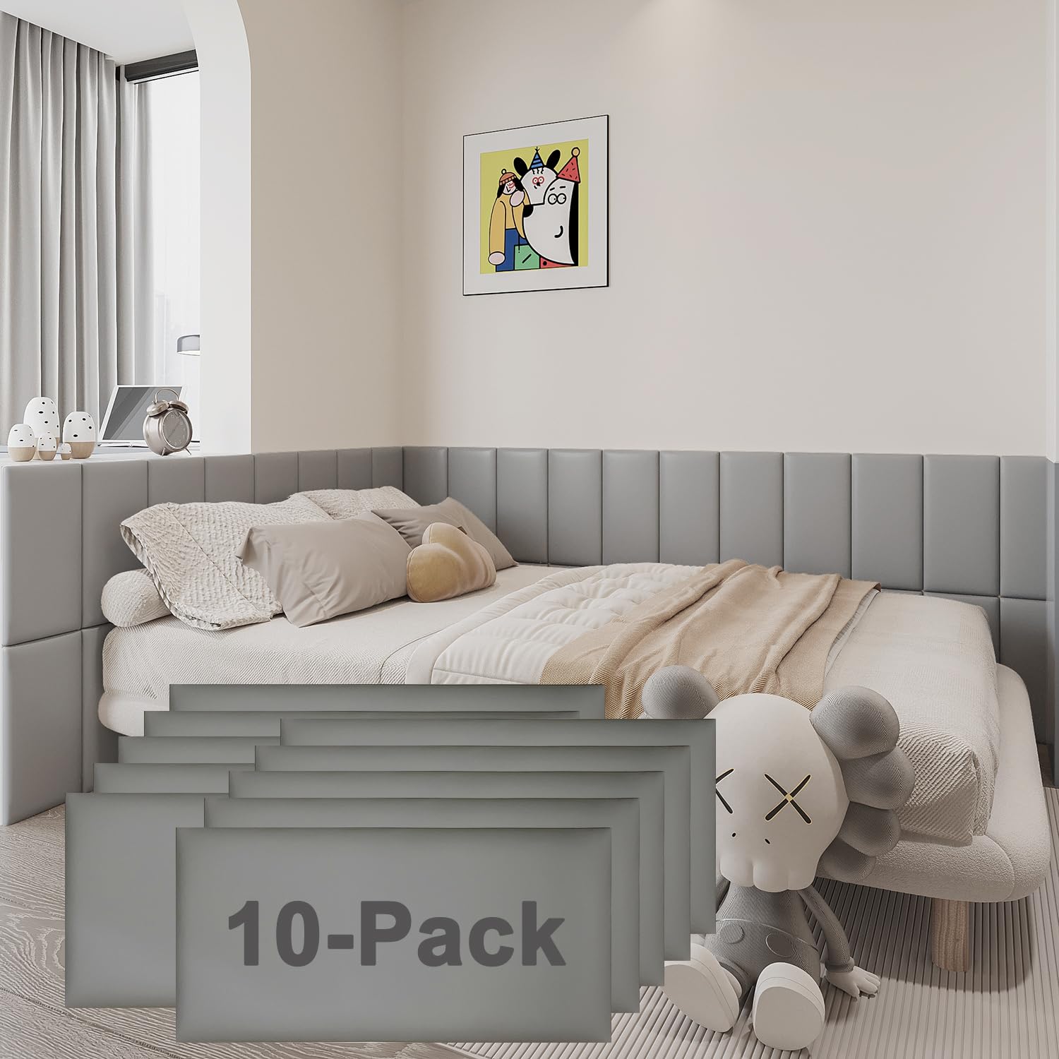Photo 1 of *MINOR DAMAGE - USED*
YU LI 3DH 3D Anti-Collision Wall Padding for Kids Self-Adhesive 10PCS Grey headboard Panels for Wall Peel and Stick headboard