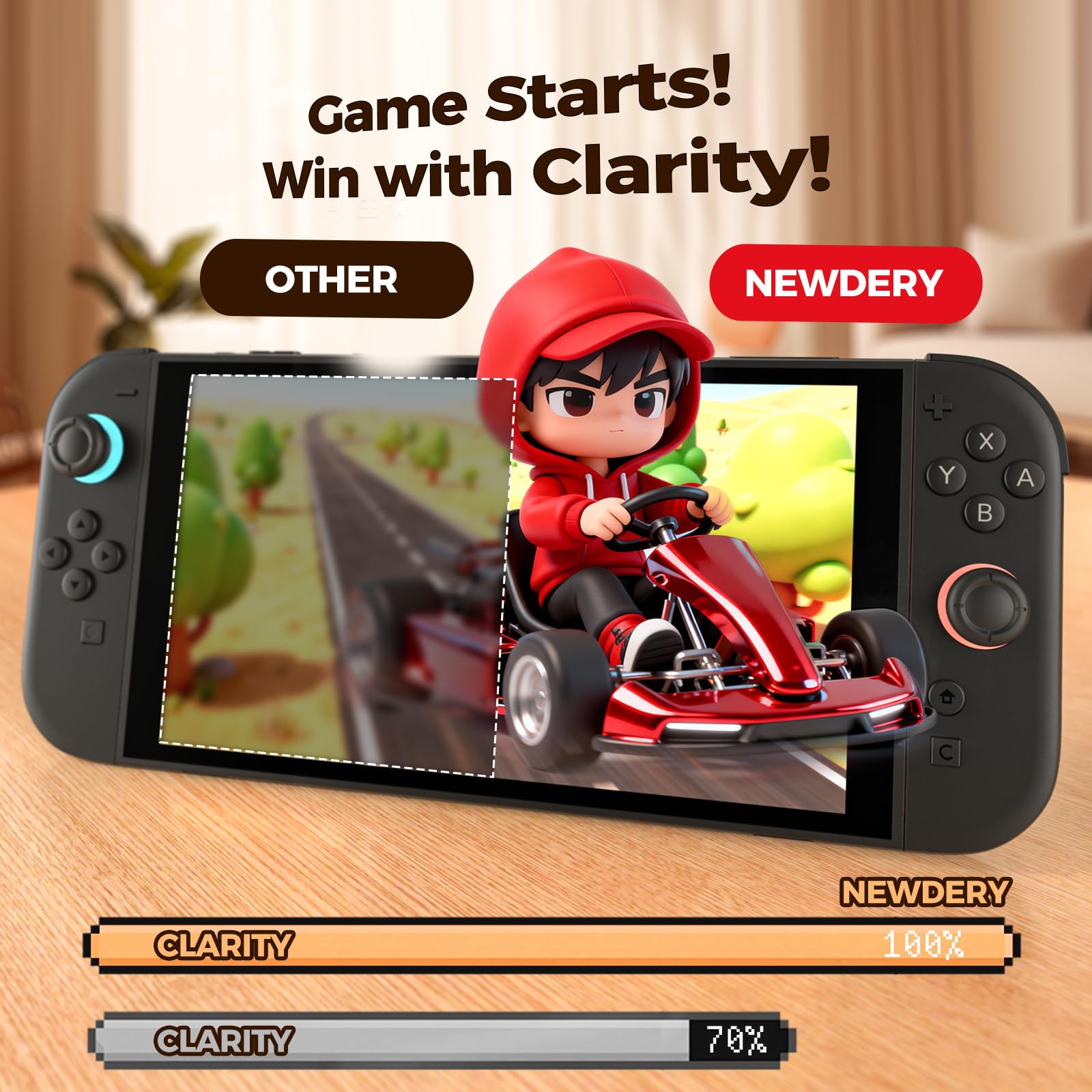 NEWDERY Displayschutzfolie für Nintendo Switch 2, 9H gehärtetes Glas, automatische Ausrichtung, blasenfreie, Anti-Fingerabdruck, kratzfest, Touchscreen‌‌, HD-klare Vollabdeckung, 2er-Pack 3