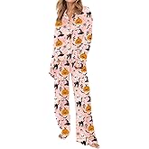 SHESHOW Satin Pajamas Set for Women Set Long Sleeve Button Down Pjs Sets 2 Piece Loungewear Animal Sleepwear XS-XXL