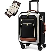LOVEVOOK Carry on Luggage 22x14x9 Airline Approved, 22 Inch Large Rolling Suitcase, Spinner Wheels & TSA Lock, 49L Softside Lightweight Underseat Carryon Luggage for Women Men Travel