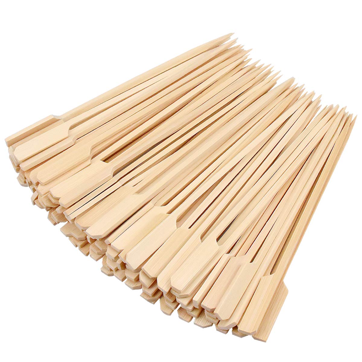 heavenlife 100Pcs Bamboo Barbecue Skewers, 12cm Wooden Paddle Pick Skewers, Grill Kebab Party Sticks for BBQ Cocktails Buffets Fruit Burgers Sandwich Marshmallow