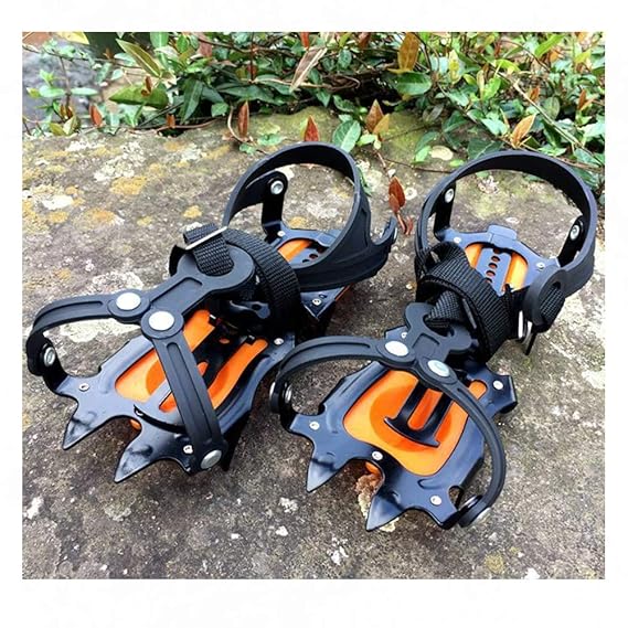 WBaRJ Zehn Zähne Professioneller EIS-Schnee-Gleitschuh bedeckt Outdoor-Klettern 10 Zahn-Steigeisen,Orange