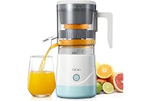 QCen Electric Citrus Juicer, Portable Orange Squeezer for Orange, Lemon, Grapefruit, One Touch Operation, Easy to Use and Clean, Electric Orange Juicer with Cleaning Brush (White)