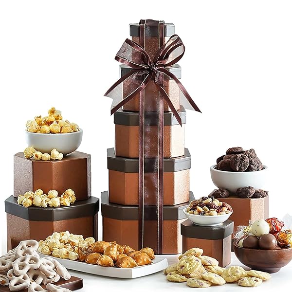 BROADWAY BASKETEERS GOURMET VALENTINES FOOD GIFT BASKET TOWER SNACK GIFTS FOR WOMEN, MEN, FAMILIES, COLLEGE, APPRECIATION, THANK YOU, CONGRATULATIONS, CORPORATE