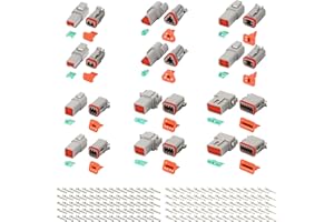 BETOLLO 198PCS 12Kits DT Connector Kit,2 3 4 6 8 12 Pin Waterproof DT Connector With Size 16 Stamped Contacts,IP68 Waterproof Automotive Wiring Connectors,Suitable for Motorcycle、Scooter、Car、Truck、Marine.