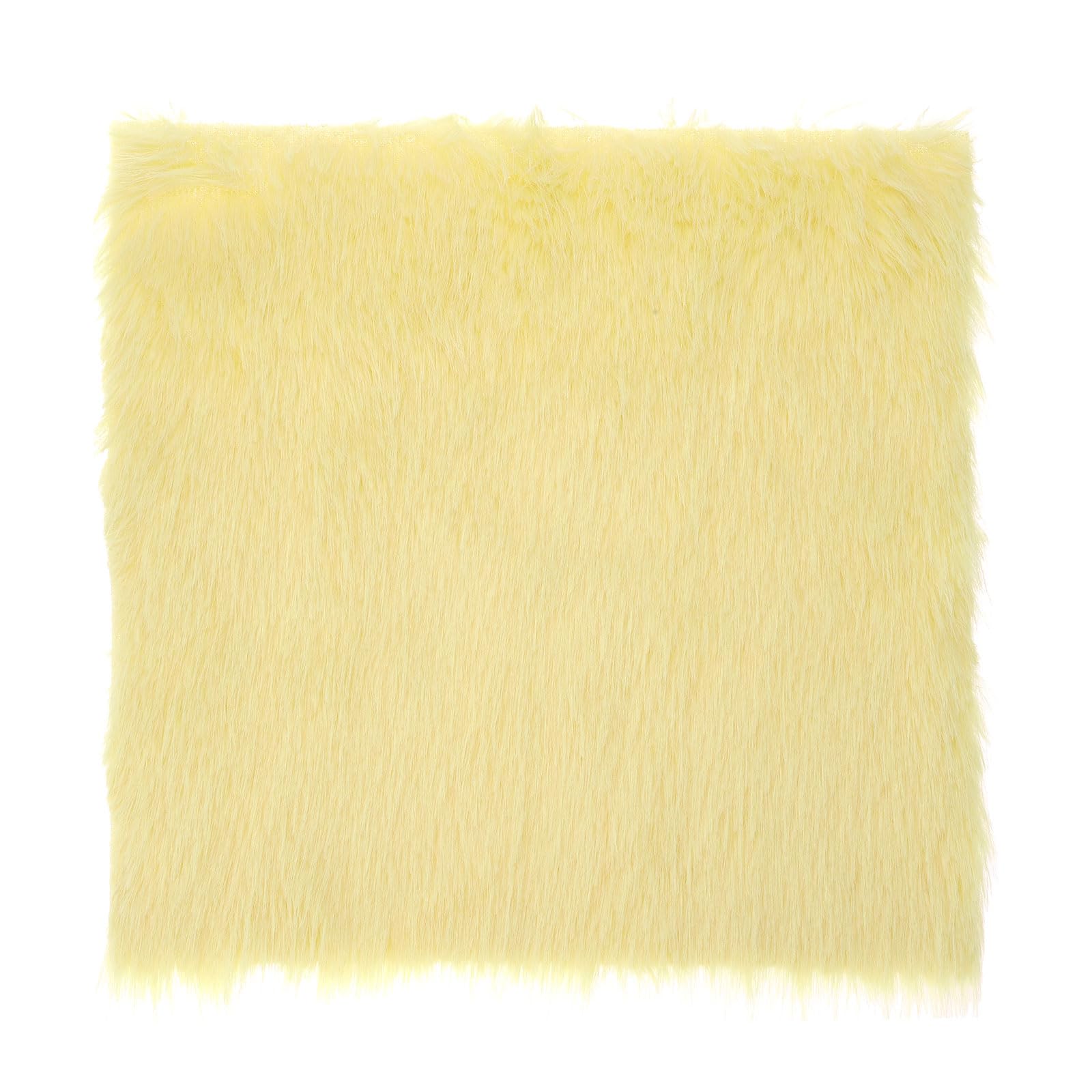 DMiotech 14"x14" Yellow Faux Fur Square Fabric, Fluffy Faux Fur for Crafts, Gnomes, Animal Costumes, Cushions