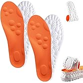 4D Cloud Insoles for Men Women, Memory Foam Boot Insoles, Comfortable and Breathable Massage Cushion Shoe Inserts with Arch Support, Trim to Fit All Shoe Types(2Pair-Orange, Men 9-10/Women 11-12)