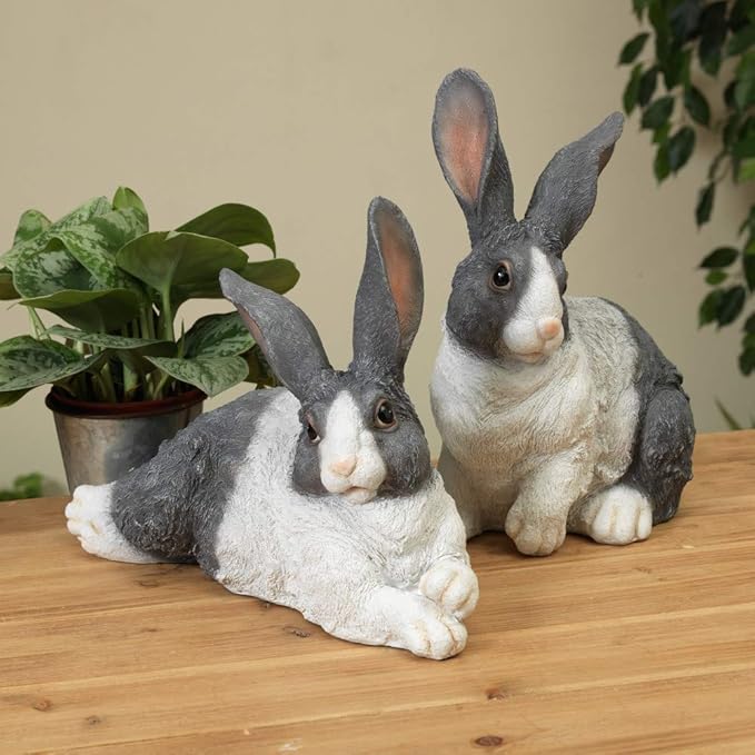 GIL S/2 Asst Resin Bunny Figurines Spring, 13.2InL x 6.5InW