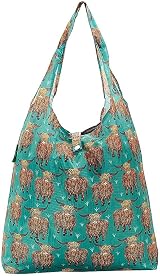 ECO CHIC Highland Cow Teal Lightweight Foldable Shopping Bag 12L 15kg view 4