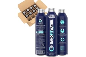 NANO FIT WATER - All Natural Oxygen Infused Bottle Water, 9.5+ pH Alkaline Still Drinking Water, 100% Recyclable Aluminum Bottle, 16 Oz (12 Pack)