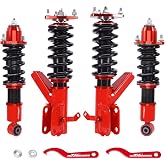 maXpeedingrods Coilovers for Honda Civic 2001-2005 DX/EX/GX/HX/LX/Si | Height Adjustable Coilovers Suspension Kit, Preset Damping Shock Absorber Struts, Lowering Kit Red