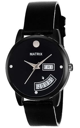 Analog Black Dial Day and Date Display Wrist Watch for Woen/Girls(WN-DD-1)