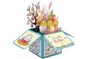 3D Pop Up Easter Cards for Kids with Envelopes, Bunny Spring Greeting Gift Cards 3D Happy Easter Card for Boys Girls Sons Dau