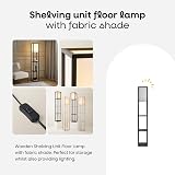 MiniSun Black Wooden Floor Lamp with Shelves 159cm 10W Bulb Included view 2