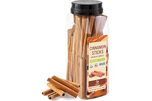 Soeos Cinnamon Sticks Organic, 8 oz (226g) Bottle, USDA, Non-GMO and Kosher Certified, Premium Whole Cinnamon for Baking, Cooking, Desserts, and Beverages, Rich Aroma & Warm Flavor, Ideal for Tea, Coffee, and Holiday Recipes
