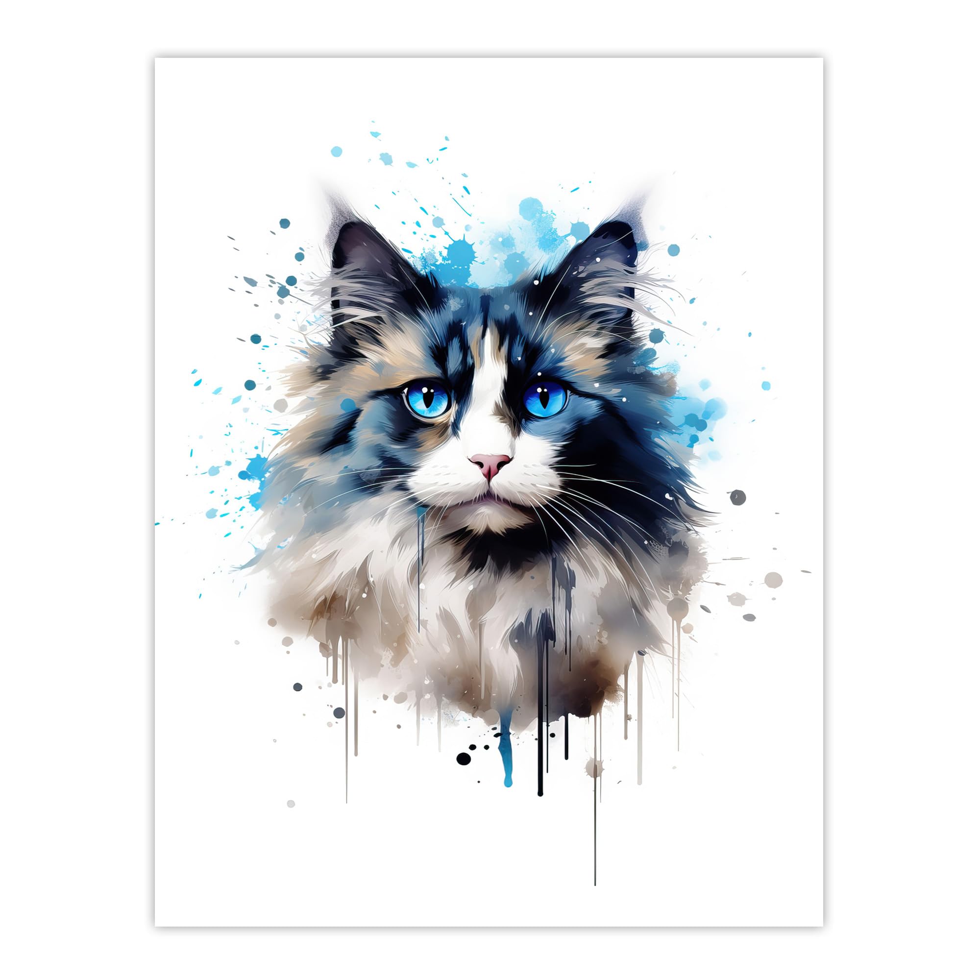 Artery8 Ragdoll Cat Lovers Gift Watercolour Pet Portrait Painting Artwork Extra Large XL Wall Art Poster Print