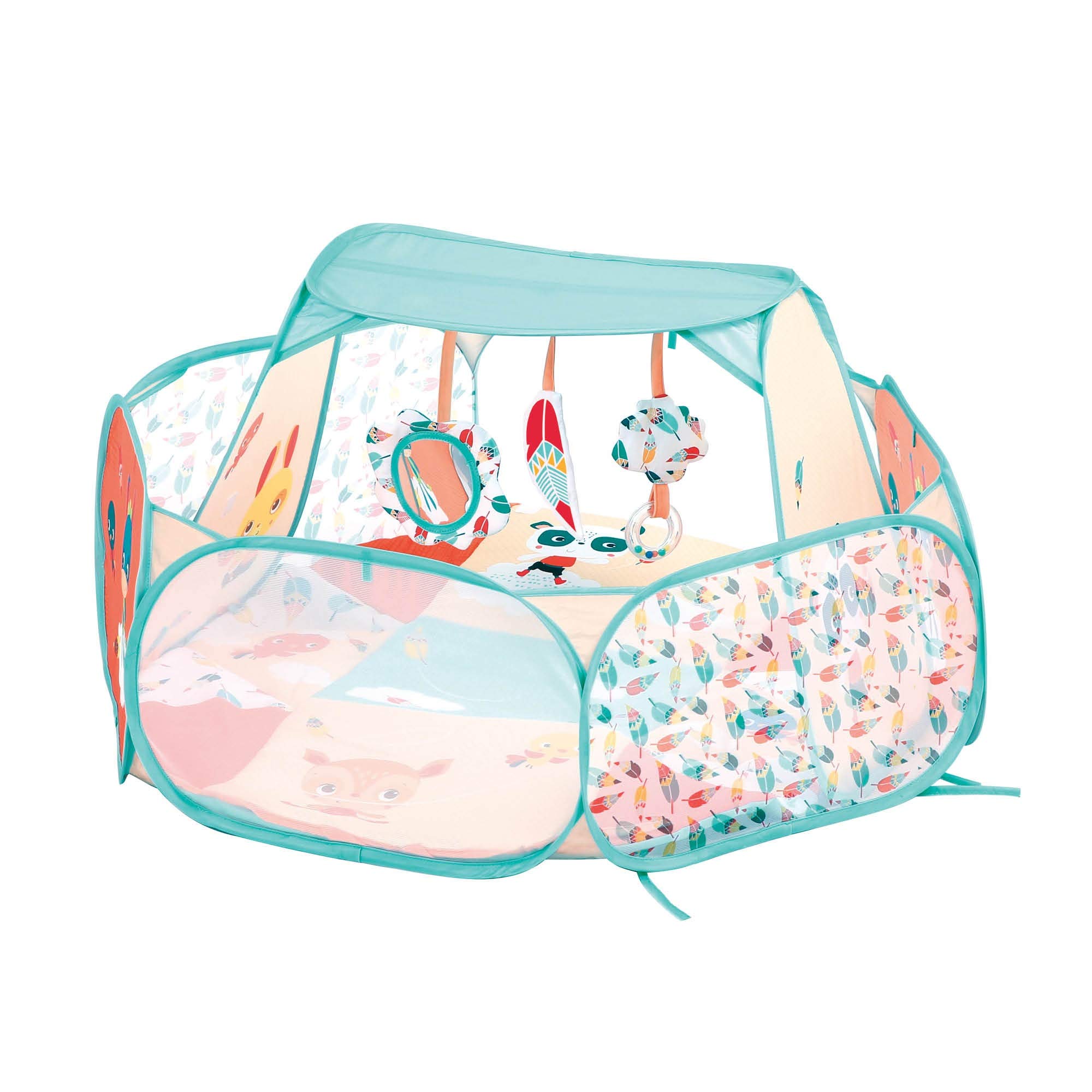 LUDI - Modular Play Mat - 3-in-1 Playmat - Activity Arch, Awakening Panel and Play Area - Develop Motor Skills - from 0 Months